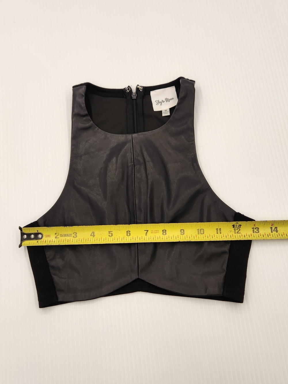 Black Faux Leather Cropped High-Neck Tank - Picture 6 of 7